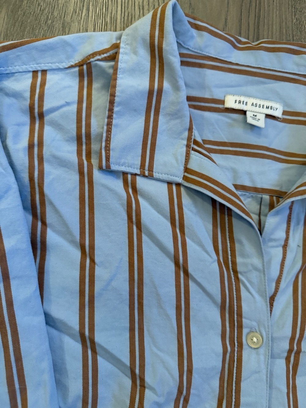 Free Assembly Light Blue and Brown Striped Midi Dress - Picture 10 of 10